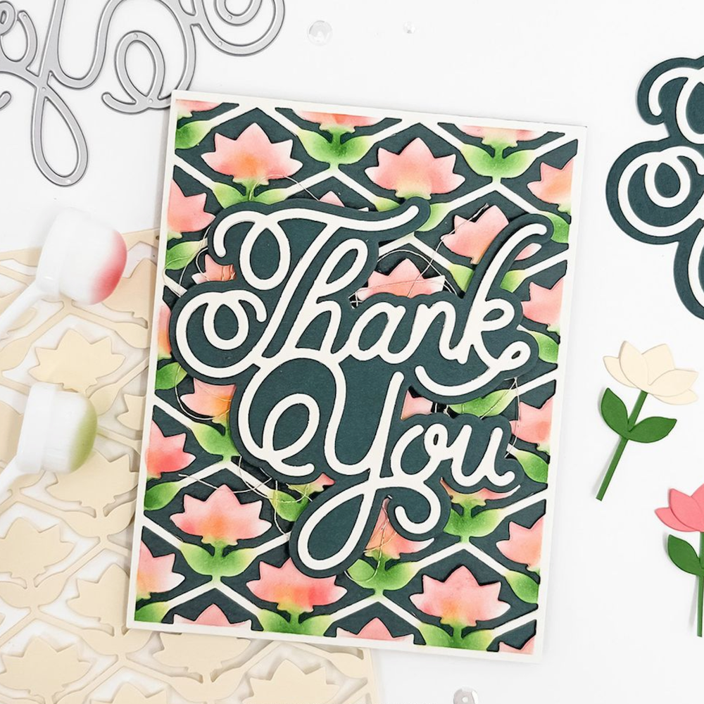 Concord & 9th Pretty Thank You Die Set 13010 lotus backgorund