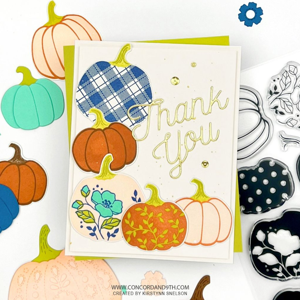 Concord & 9th Pumpkin Prints Clear Stamp Set 13026 thank you