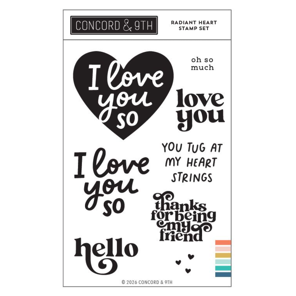 Concord & 9th Radiant Heart Clear Stamp Set 12777