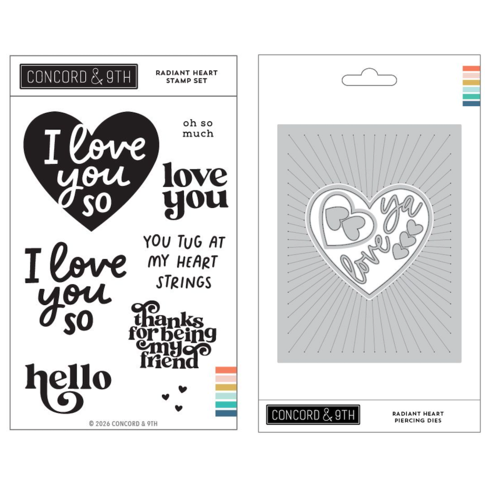 Concord & 9th Radiant Heart Stamp and Die Bundle