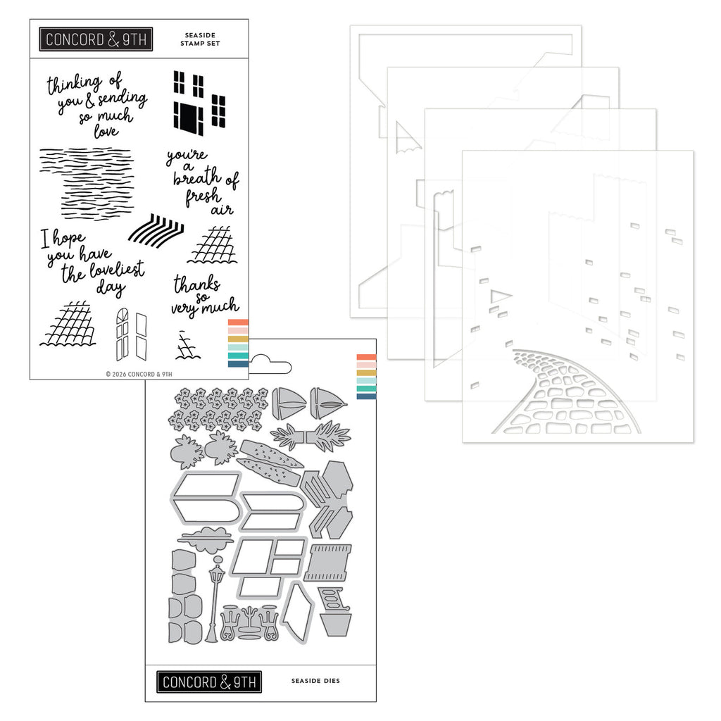 Concord & 9th Seaside Stamps Dies and Stencils Bundle