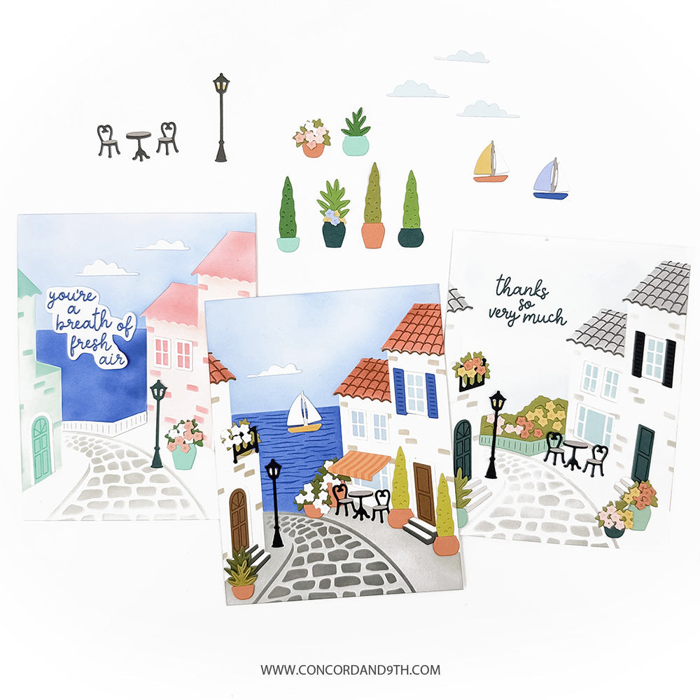 Concord & 9th Seaside Stamps Dies and Stencils Bundle Ocean Themed Cards
