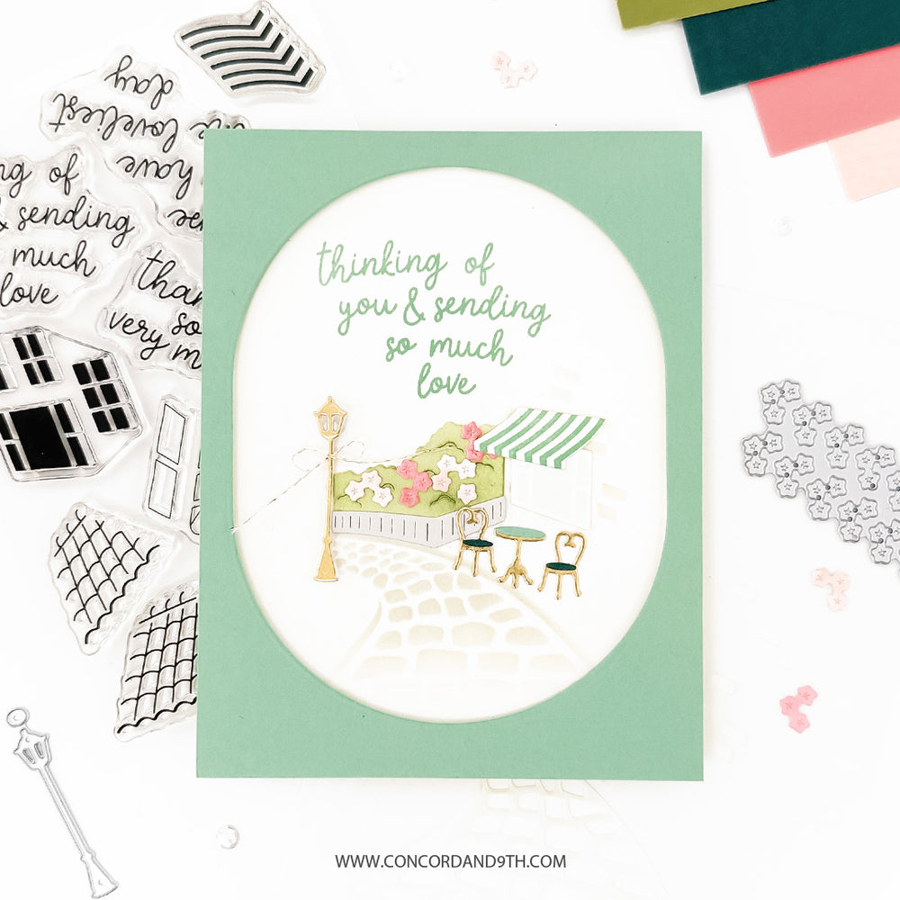 Concord & 9th Seaside Stamps Dies and Stencils Bundle Thinking Of You And Sending So Much Love Card