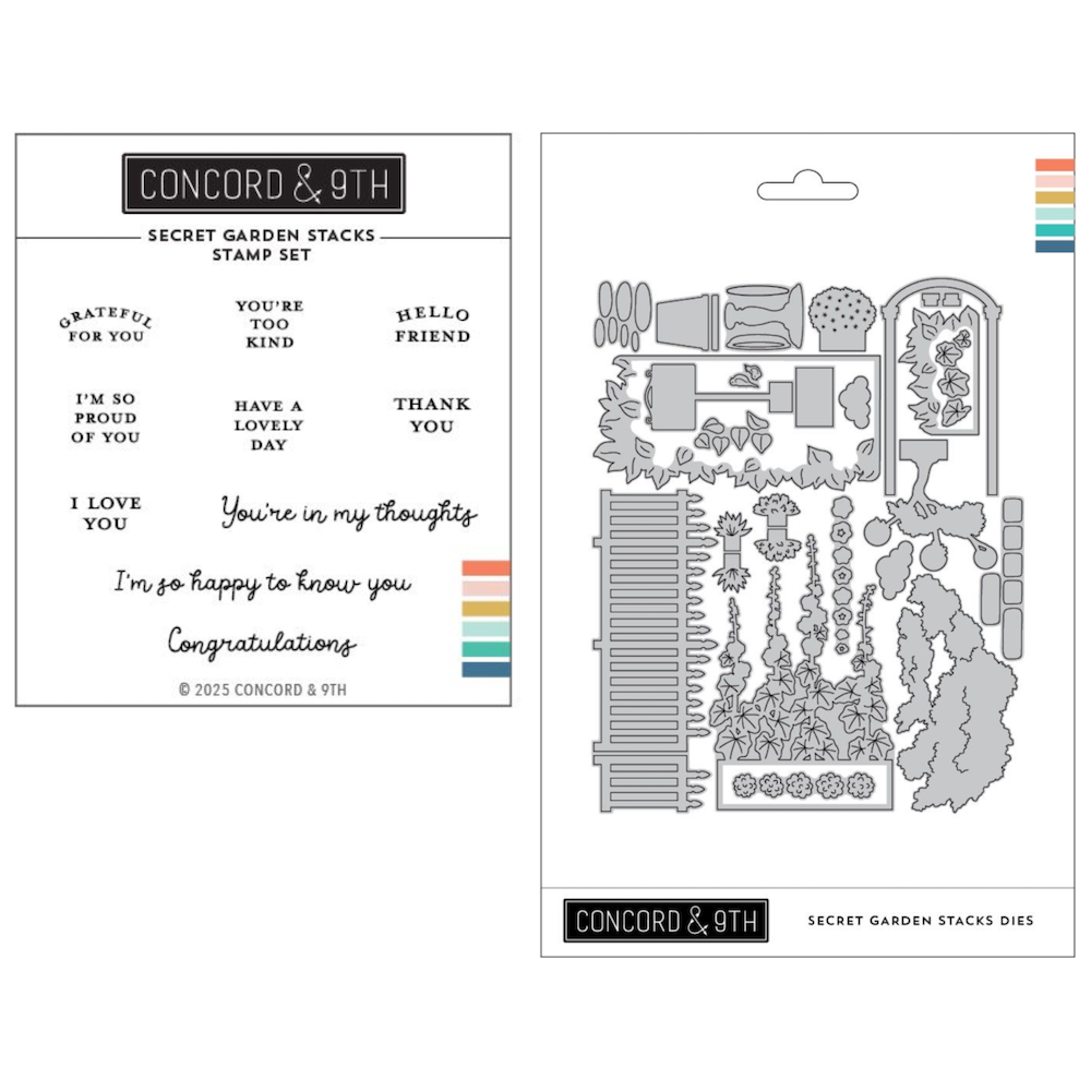 Concord & 9th Secret Garden Stacks Stamp and Die Bundle