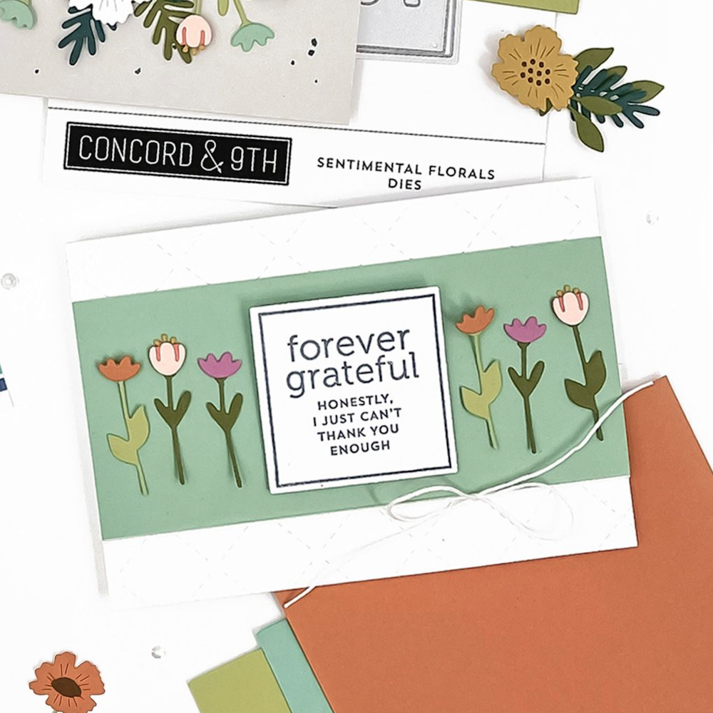 Concord & 9th Sentimental Florals Clear Stamp Set 12548 grateful