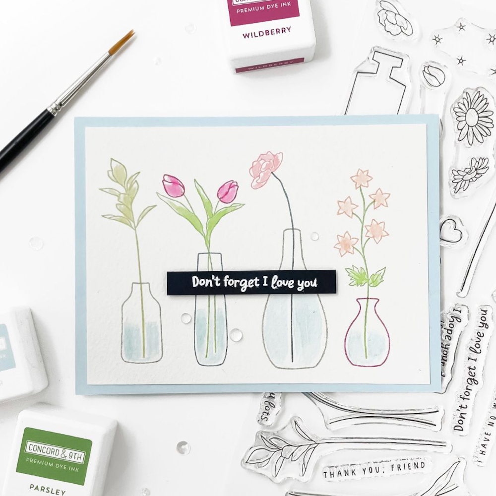 Concord & 9th Simple Stems Clear Stamp Set 12832 love
