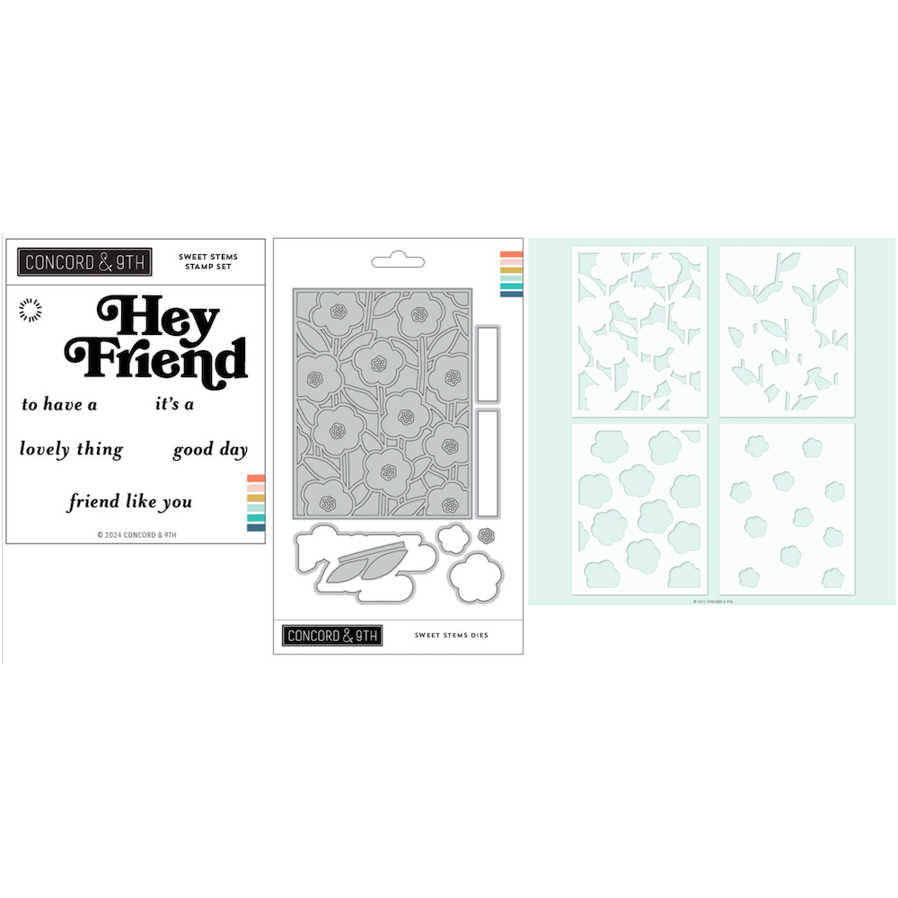 Concord & 9th Sweet Stems Stamp Stencil and Die Bundle