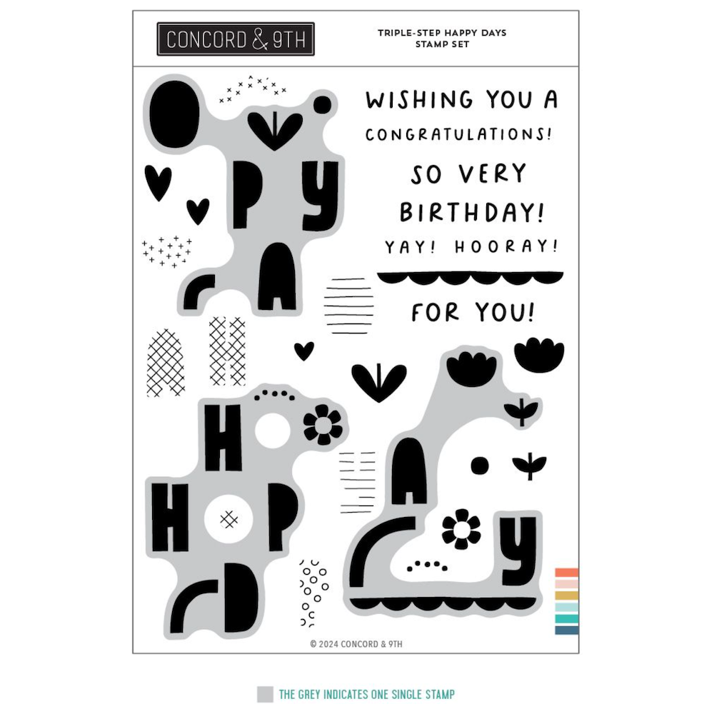 Concord & 9th Triple-Step Happy Day Clear Stamp Set 12402