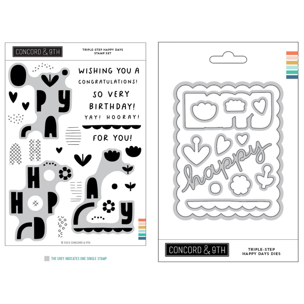 Concord & 9th Triple-Step Happy Day Stamp and Die Bundle