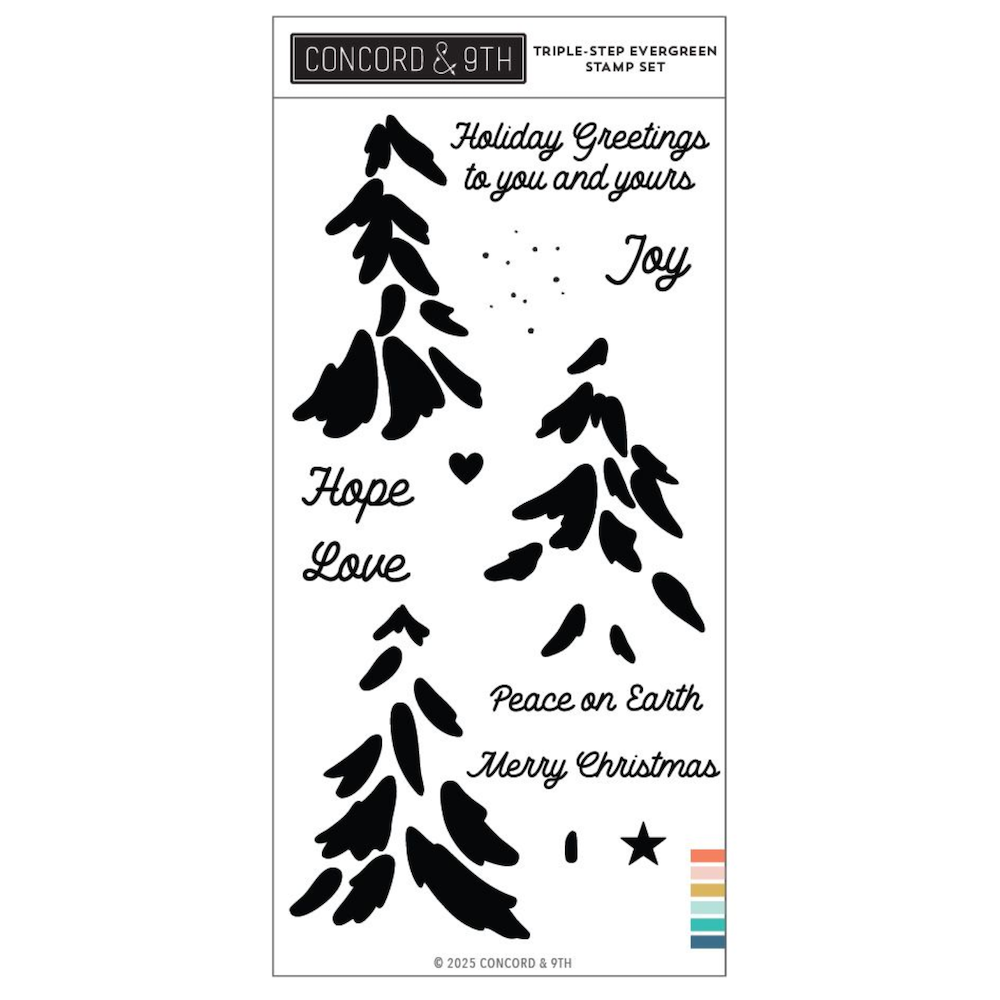 Concord & 9th Triple-step Evergreen Clear Stamp Set 12601