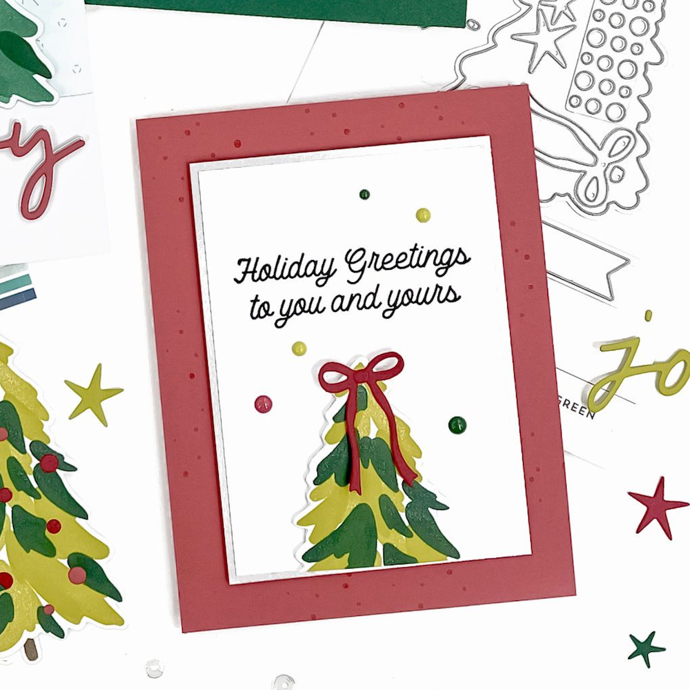 Concord & 9th Triple-step Evergreen Clear Stamp Set 12601 greetings