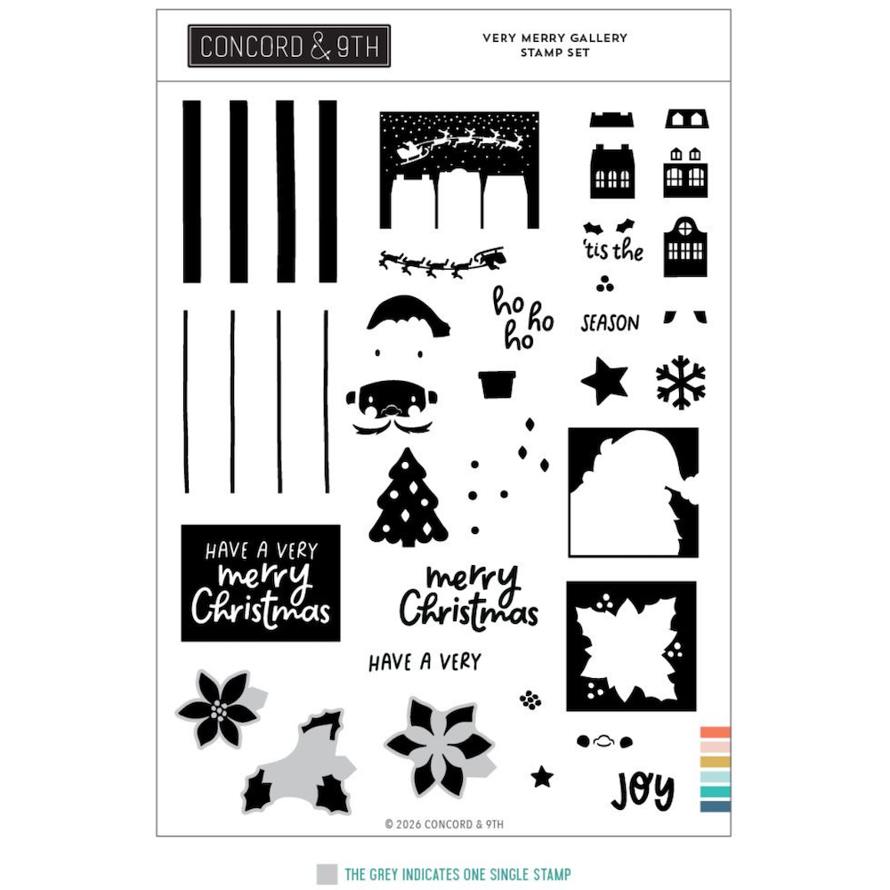 Concord & 9th Very Merry Gallery Clear Stamp Set 13065