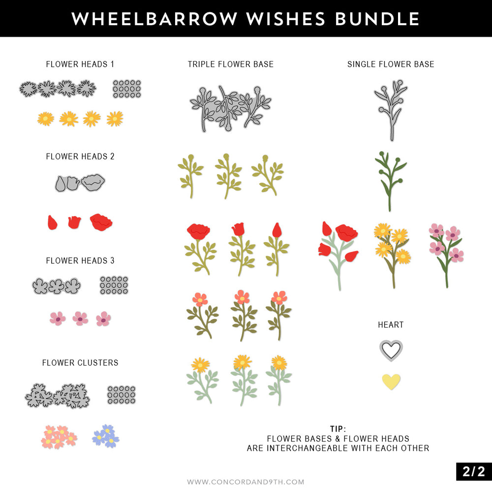 Concord & 9th Wheelbarrow Wishes Stamps and Dies Bundle Detailed Image