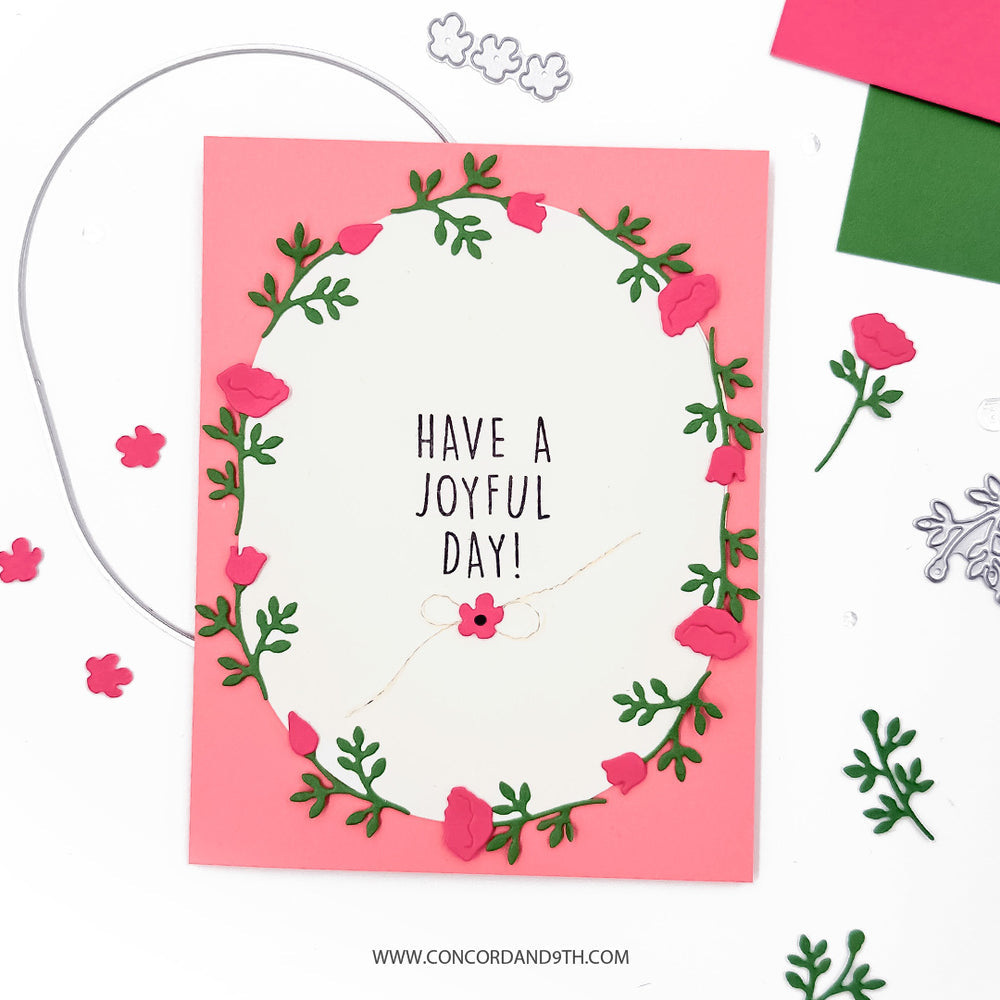 Concord & 9th Wheelbarrow Wishes Stamps and Dies Bundle Have A Joyful Day Card