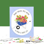 Concord & 9th Wheelbarrow Wishes Stamps and Dies Bundle Plant Dreams Pull Weeds Card