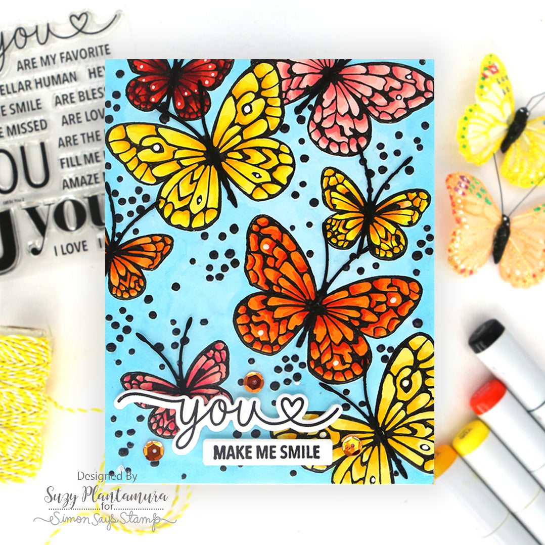 Simon Says Stamp Embossing Folder and Dies Confetti Butterflies sfd511set Happy Camper Friend Card | color-code:ALT03