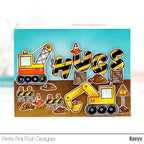 Pretty Pink Posh Construction Additions Clear Stamp and Die Set hugs