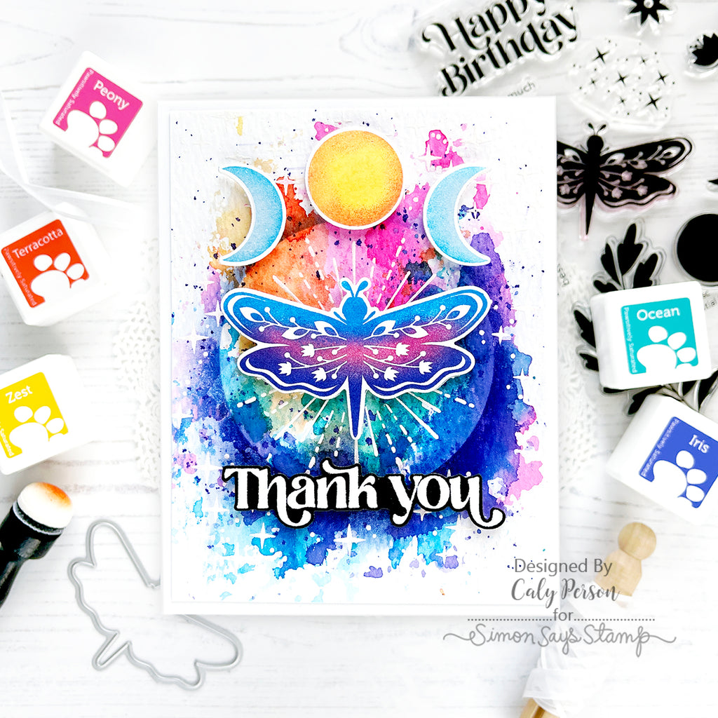 Simon Says Stamp Celestial Wishes Wafer Dies 1065sdc Celebrate Thank You Card
