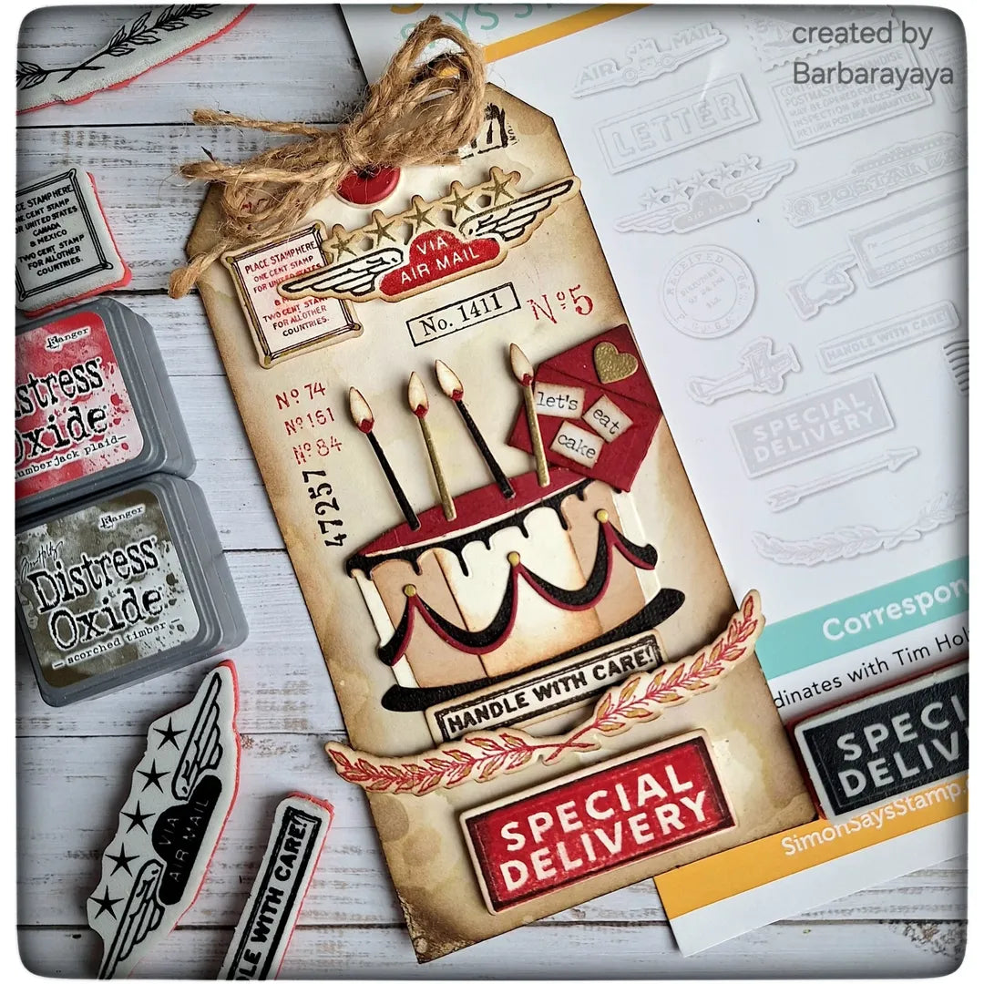 Simon Says Stamp Correspondence Wafer Dies 225sss Birthday Tag