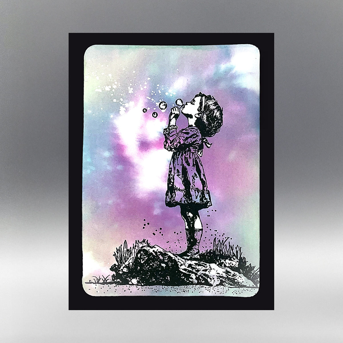 Cosmic Shimmer Andy Skinner Blowing Bubbles Cling Stamps 07-0071-as purple