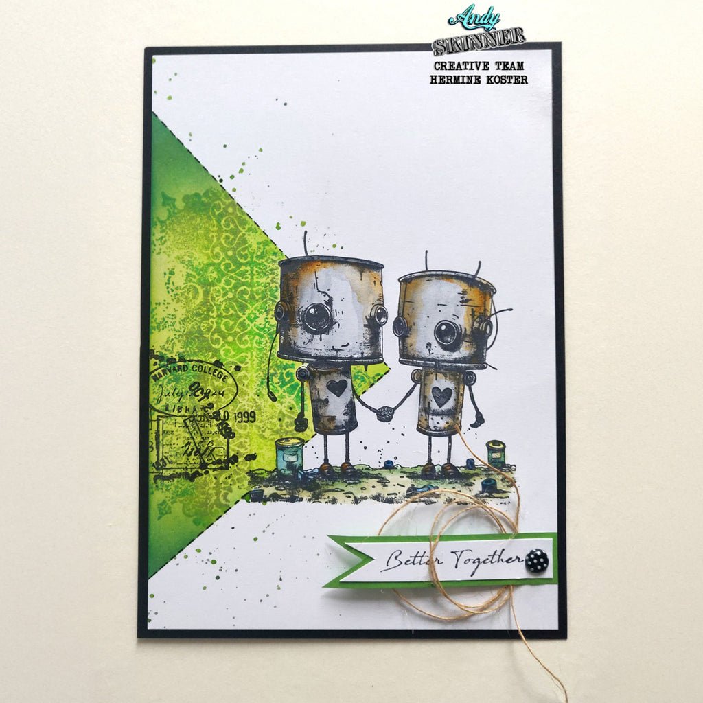 Cosmic Shimmer Bot-ology Better Together Andy Skinner Cling Stamps 07-0069-as heart robots
