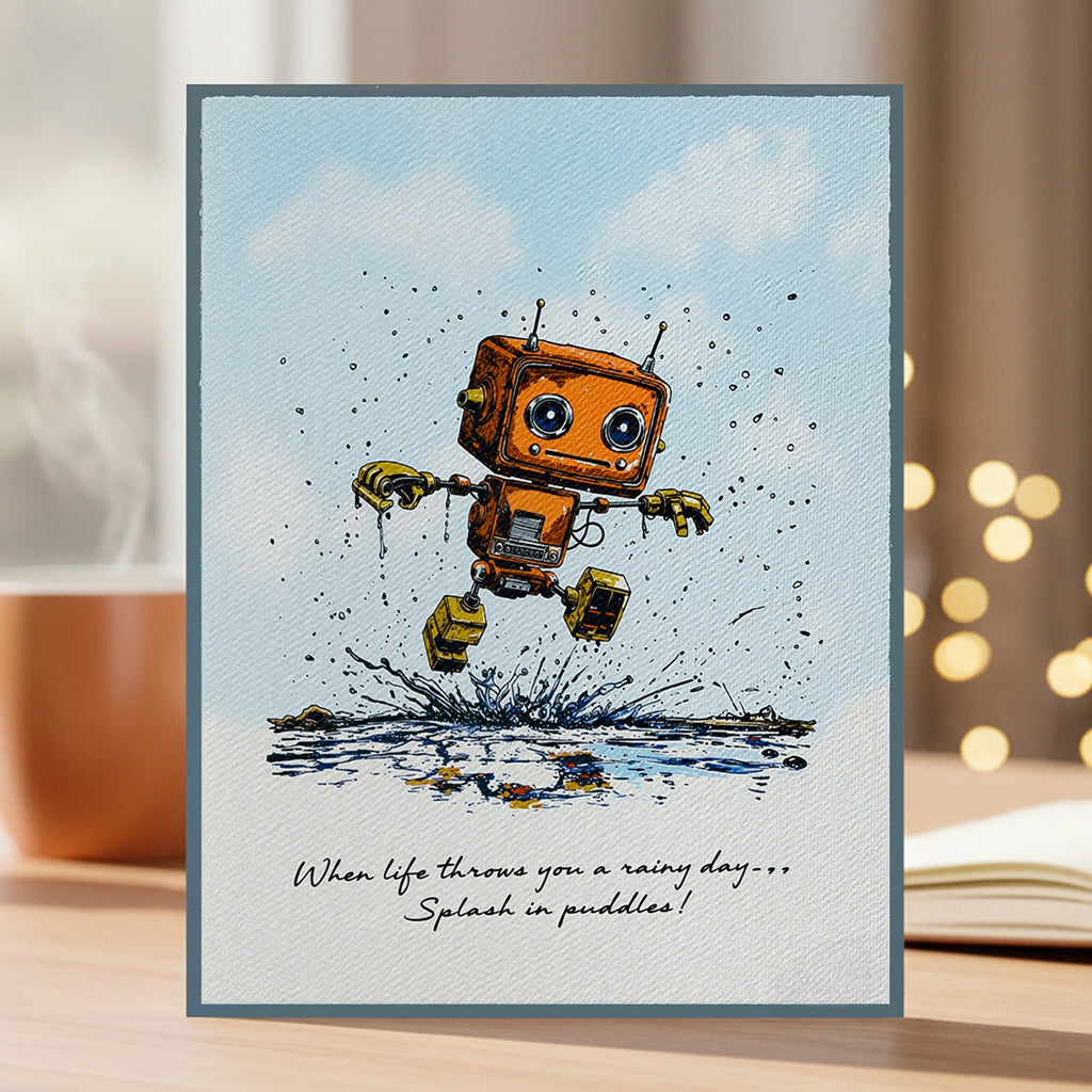 Cosmic Shimmer Bot-ology Rainy Day Andy Skinner Cling Stamps 07-0066-as splash