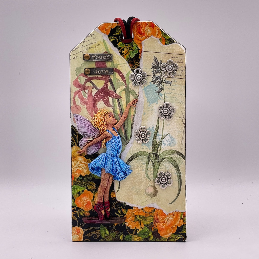 Cosmic Shimmer Dance Silicone Mould by Andy Skinner cf0079-cs blue dress fairy orange flowers found love tag