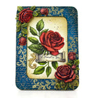 Cosmic Shimmer Finishing Touch DL Clear Stamp Set 07-9002-cs roses blue background with gold writing border a. moment in time card