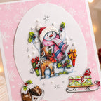 Cosmic Shimmer Fluffy Stuff Snow White 125ml 54-fs0001-125 snowman with scarf and hat deer sled presents card