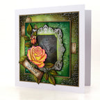 Cosmic Shimmer Gilded to Grunge Frames and Flourishes Foiled Elements 12-dce026gff yellow flower pink pitline green just because card