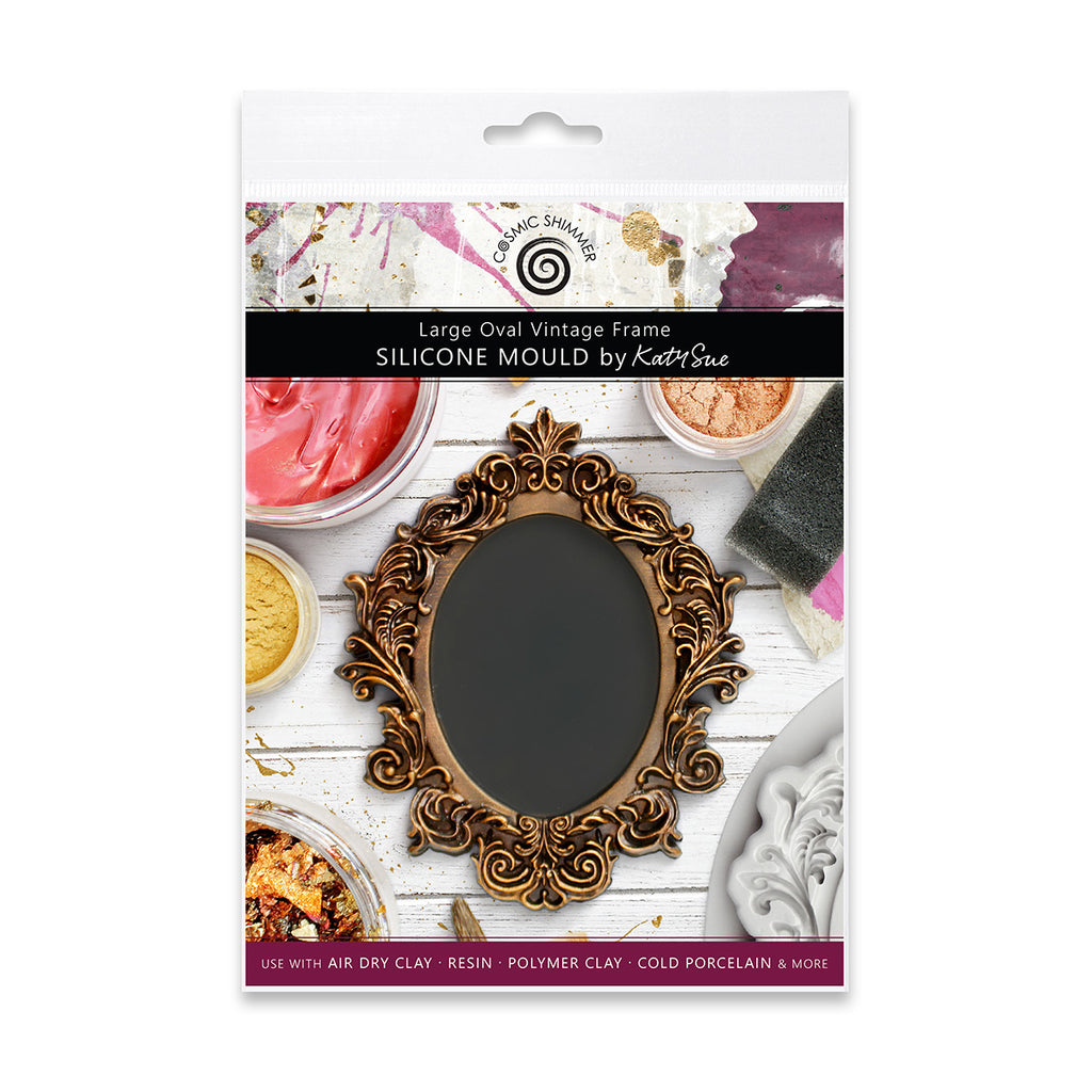 Cosmic Shimmer Large Oval Vintage Frame Silicone Mould ce0133-cs