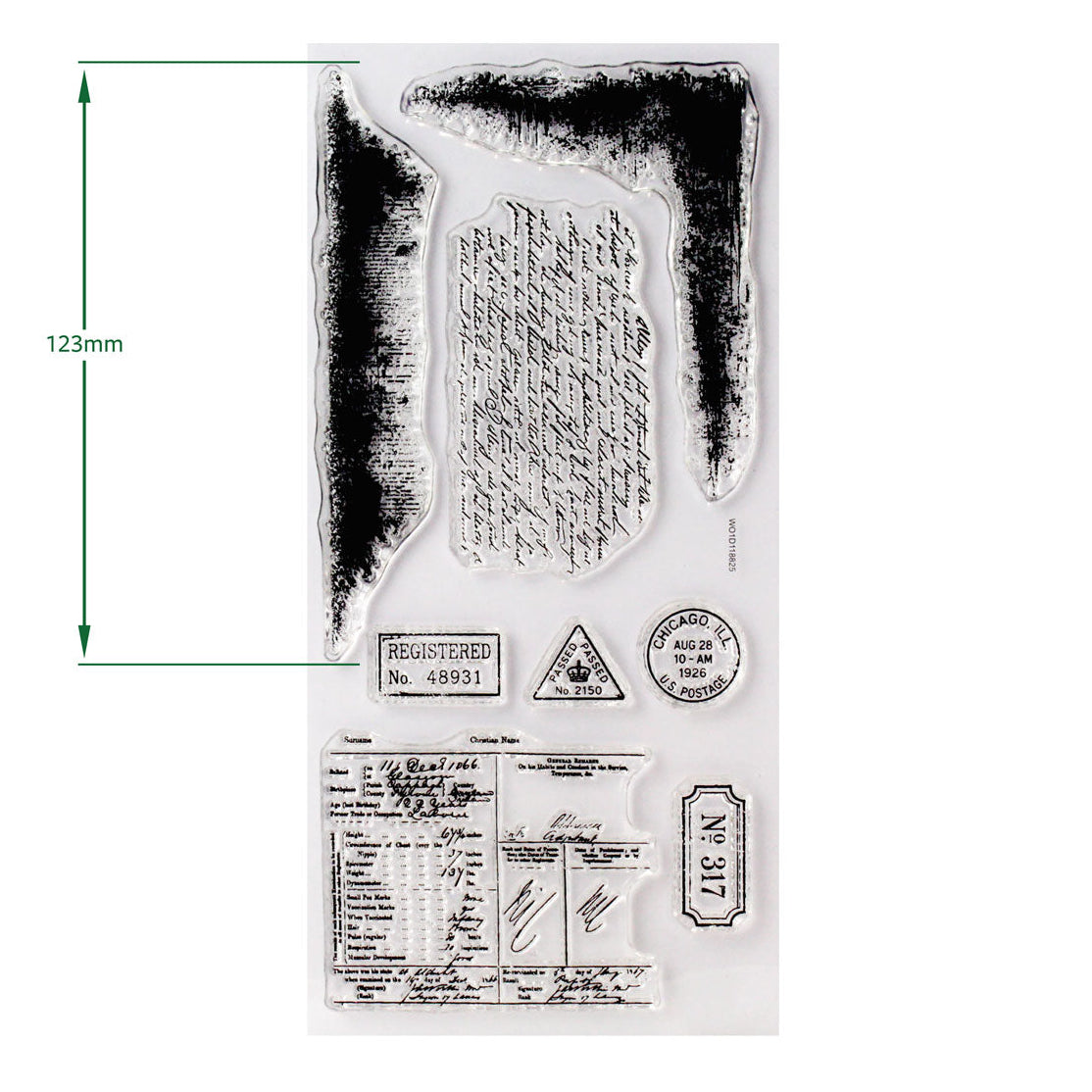 Cosmic Shimmer Past and Postal DL Clear Stamp Set 07-9003-cs dimensions 