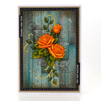 Cosmic Shimmer Past and Postal DL Clear Stamp Set 07-9003-cs orange roses leaves registered dreams come true card