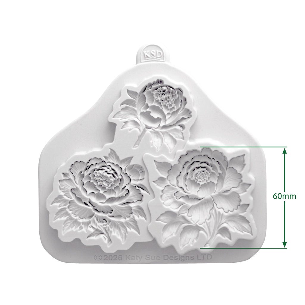 Cosmic Shimmer Sculpted Peonies Silicone Mould ce0172-cs dimensions