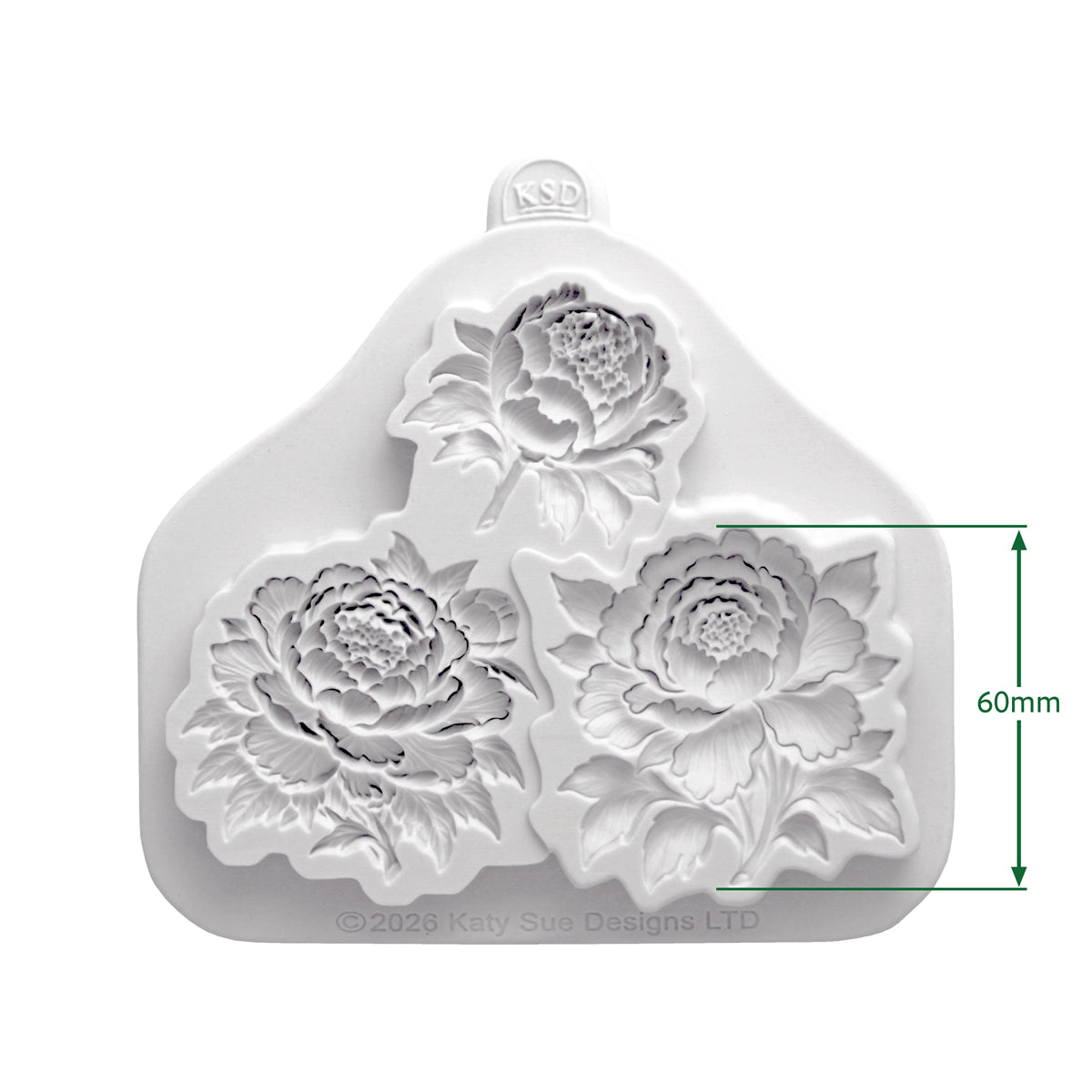 Cosmic Shimmer Sculpted Peonies Silicone Mould ce0172-cs dimensions