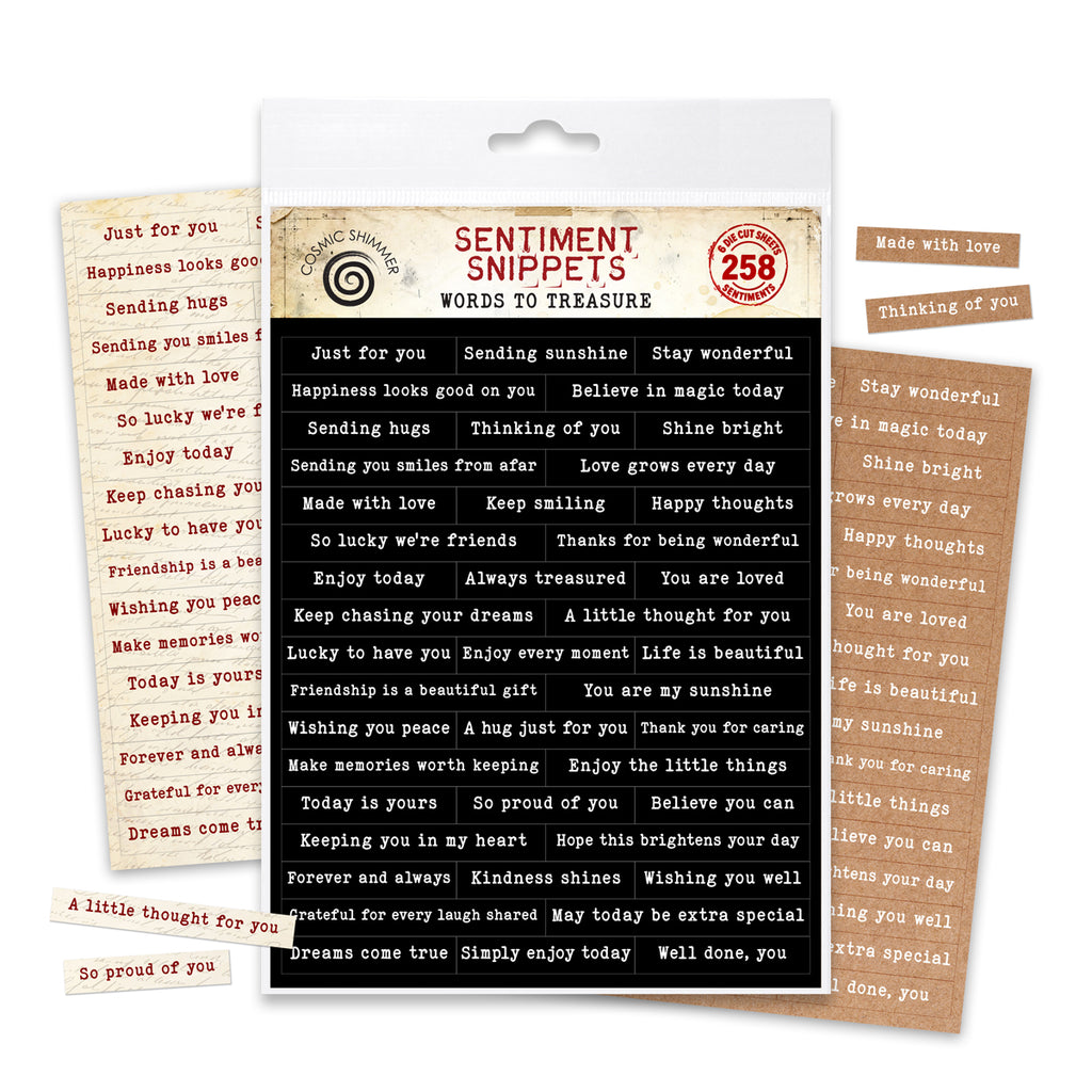 Cosmic Shimmer Sentiment Snippets Words to Treasure 12-cds19wt1