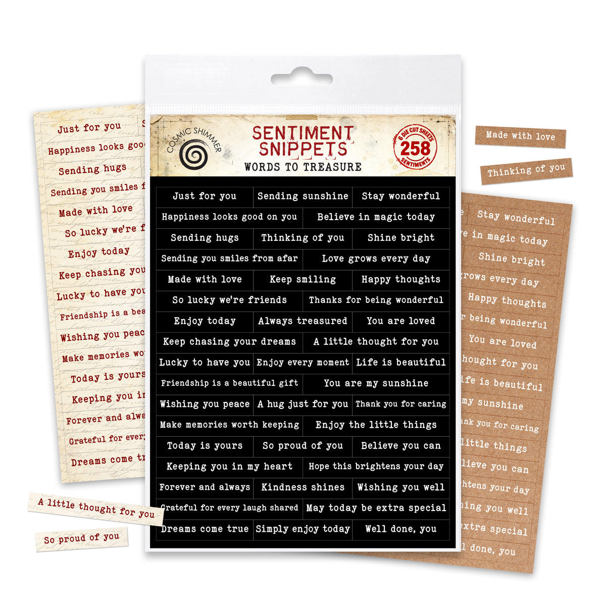 Cosmic Shimmer Sentiment Snippets Words to Treasure 12-cds19wt1