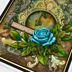 Cosmic Shimmer Sentiment Snippets Words to Treasure 12-cds19wt green leaves vines blue rose believe you can card