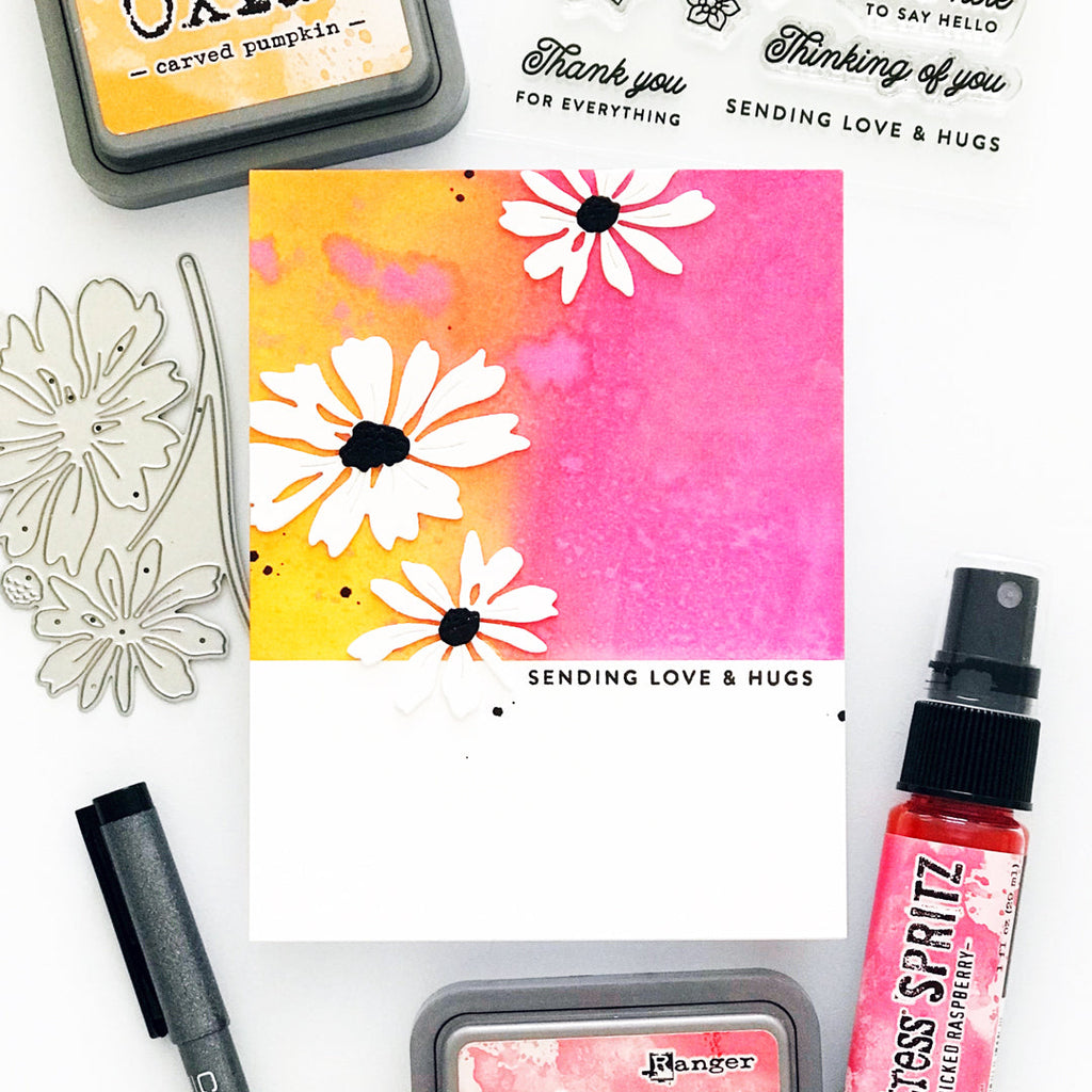Simon Says Stamp Cosmos Duo Wafer Dies s929 Cheering for You Love and Hugs Card