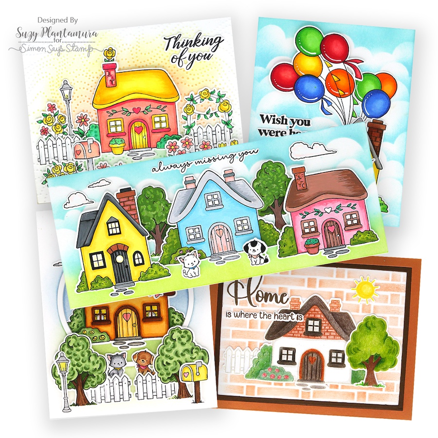 Simon Says Stamps and Dies Cottagecore set1253cc Shine On Five Cottage-themed Cards Suzy Plantamura