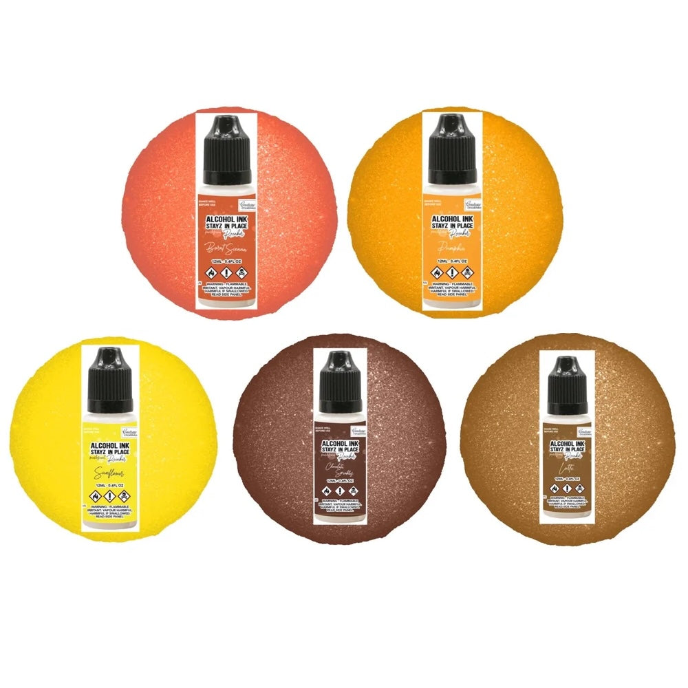 Couture Creations Autumn Pearlescent Alcohol Ink Pad Reinker Bundle Of 5