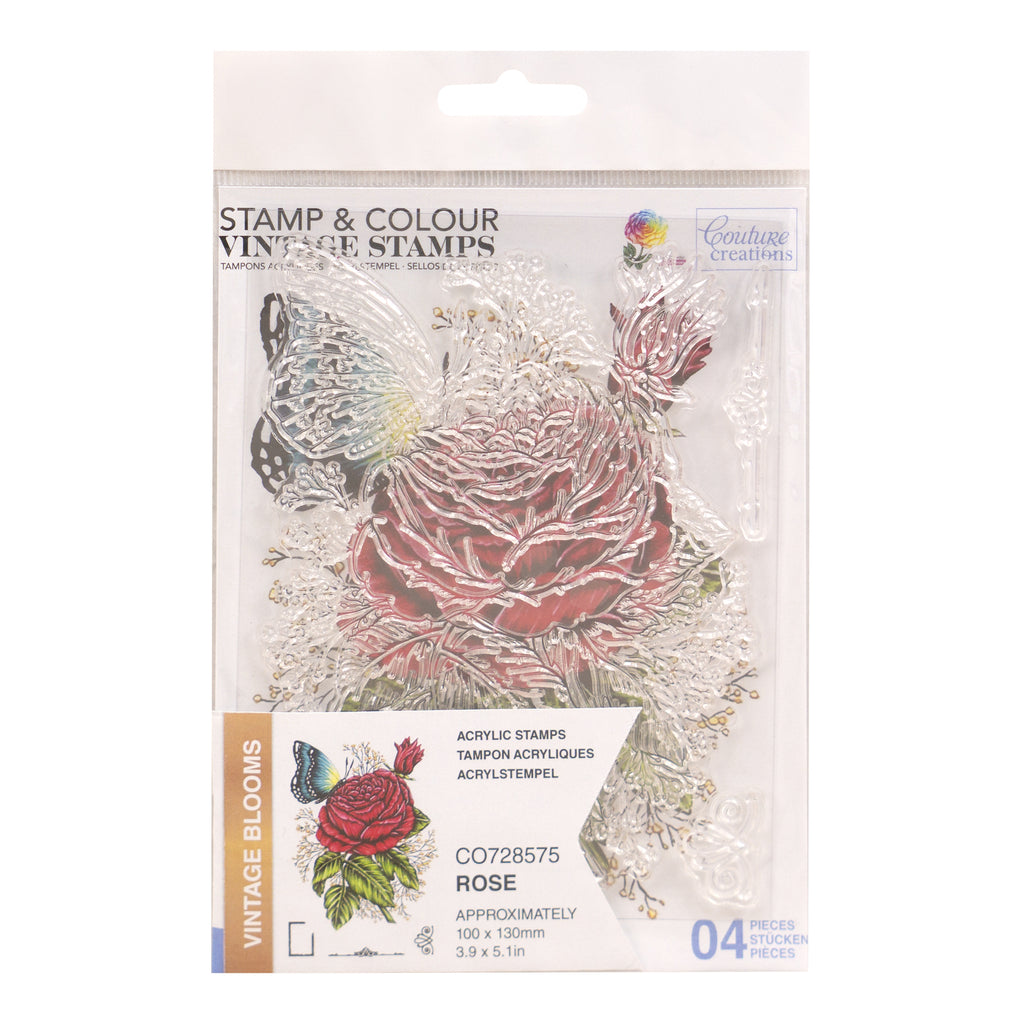 Couture Creations Rose Stamp and Colour Set co728575 Vintage Stamps in Package