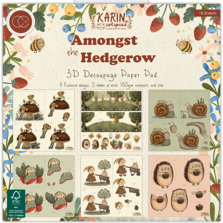 Craft Consortium Amongst the Hedgerow 3D Decoupage 8x8 Pad ccpad048d