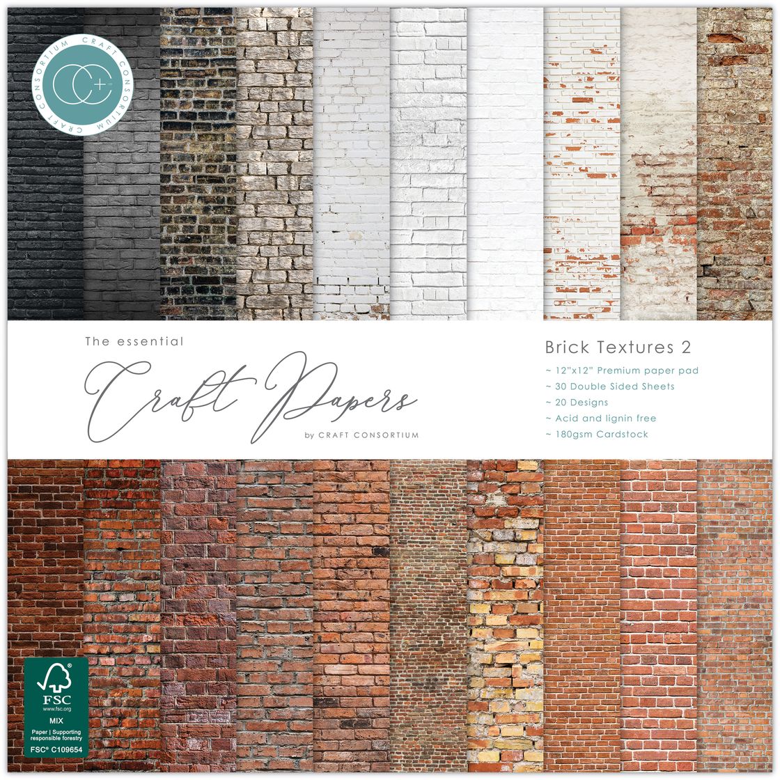 Craft Consortium Brick Textures 2 12 x 12 inch Paper Pack ccepad042