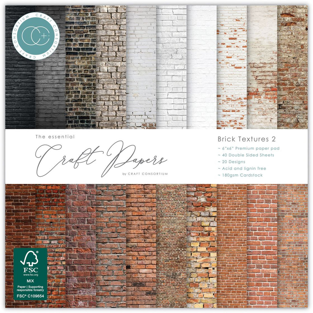 Craft Consortium Brick Textures 2 6 x 6 inch Paper Pack ccepad042b