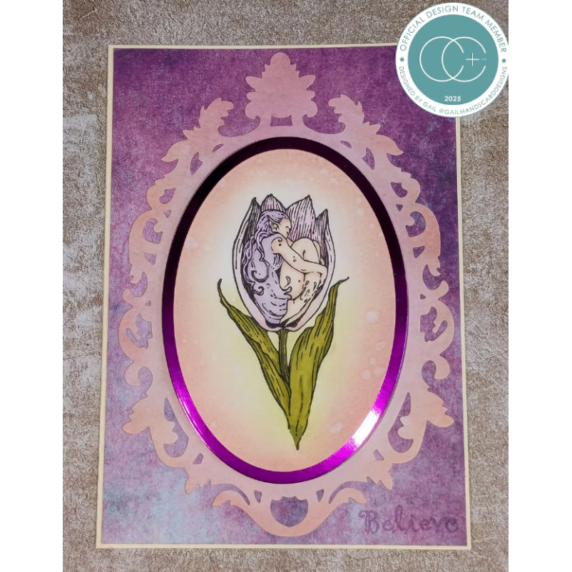 Craft Consortium Faeries Tulip Clear Stamp cclgstmp005 framed