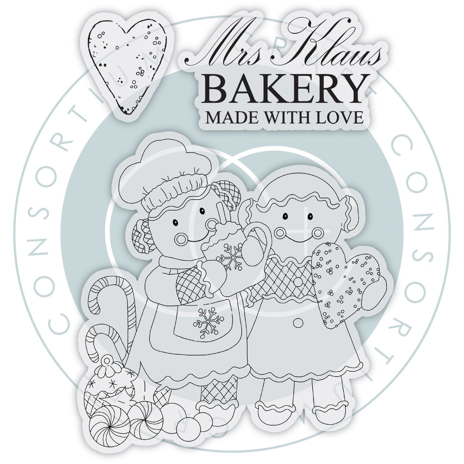 Craft Consortium Gingerbread Party Made with Love Clear Stamps cclstmp011 product image 