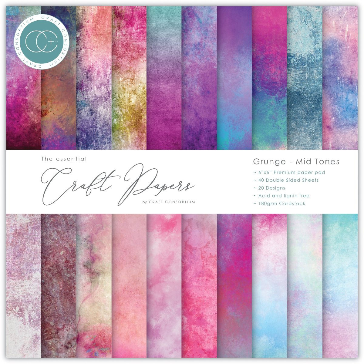 Craft Consortium Grunge Mid Tones 6 x 6 Paper Pad ccepad032b