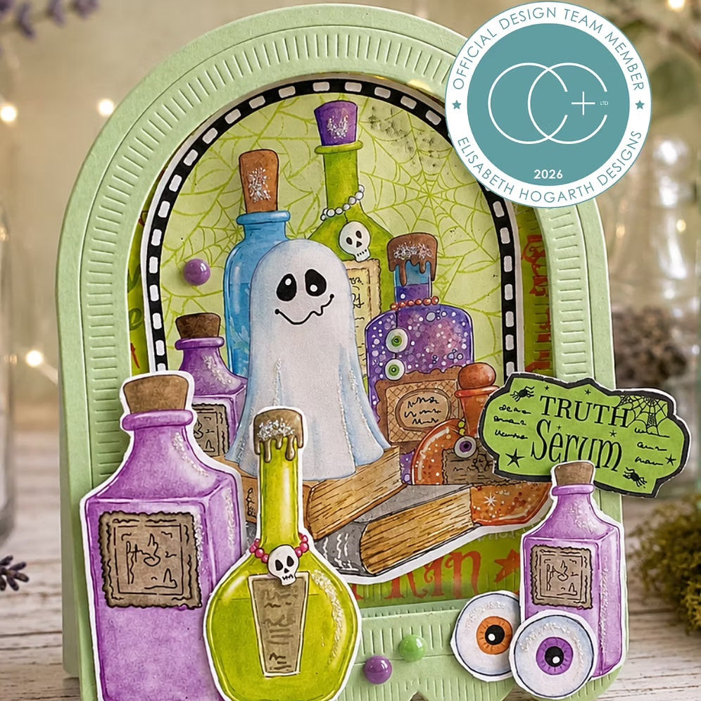 Craft Consortium Hocus Pocus Clear Stamps cclstmp012 potions ghost card