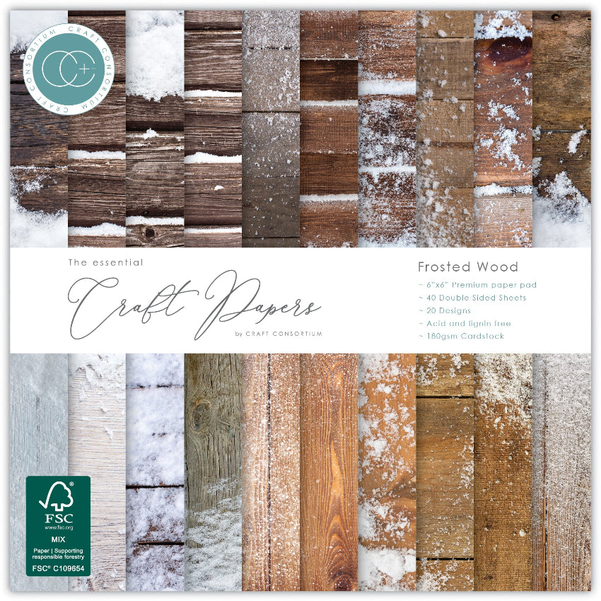 Craft Consortium Ink Drops Frosted Wood 6 x 6 Paper Pad ccepad036b
